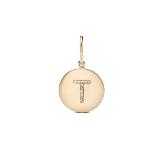 Small Round Diamond Initial Pendant - J.Tyler